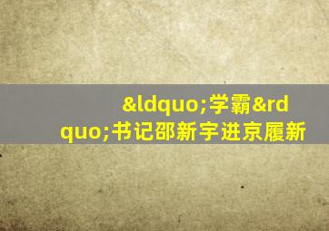 “学霸”书记邵新宇进京履新