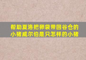 帮助夏洛把卵袋带回谷仓的小猪威尔伯是只怎样的小猪