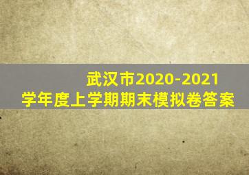 武汉市2020-2021学年度上学期期末模拟卷答案