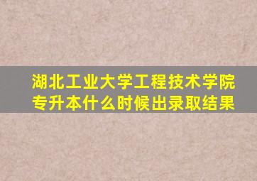湖北工业大学工程技术学院专升本什么时候出录取结果