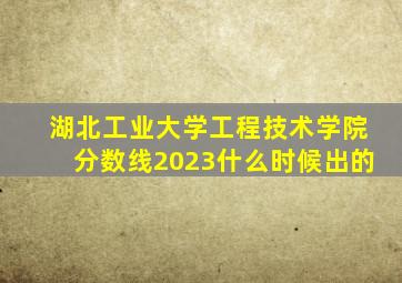 湖北工业大学工程技术学院分数线2023什么时候出的