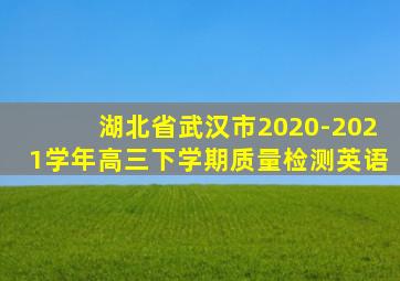湖北省武汉市2020-2021学年高三下学期质量检测英语