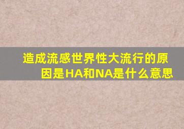 造成流感世界性大流行的原因是HA和NA是什么意思